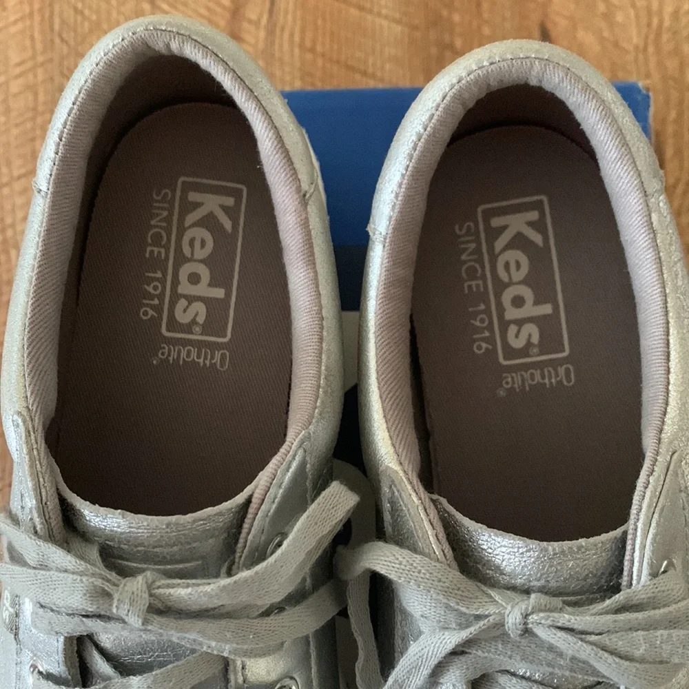 Keds metallic silver sneakers. - Picture 3 of 5